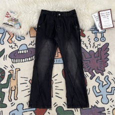 批发牛仔<b class='q'>裤</b><b class='q'>欧美</b>千牛男女设计感潮流休闲<b class='q'>裤</b>春秋宽松直筒长<b class='q'>裤</b>情侣潮