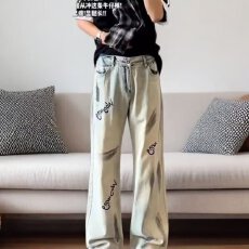 批发美式炸街<b class='q'>裤</b>子2025新款小众设计感扎染喷墨牛仔<b class='q'>裤</b>ins高街长<b class='q'>裤</b><b class='q'>欧美</b>