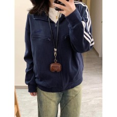 批发藏蓝色立领<b class='q'>夹克</b>外套女款春2025新款秋季chic韩系穿搭卫衣<b class='q'>运动</b>开衫