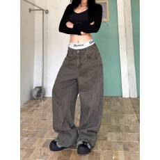 批发美式新概念复古水洗做旧工装牛仔裤街头风宽松阔腿休闲裤男女款