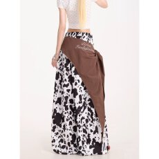 批发美式新款英文印花奶牛色休闲长<b class='q'>裤</b>女2025<b class='q'>夏季</b>叠穿大码宽松阔腿<b class='q'>裤</b>子