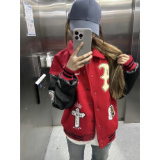 批发夹棉加厚情侣乐万邦棒球服外套男<b class='q'>女</b>春秋宽松大码休闲学生<b class='q'>夹克</b>潮