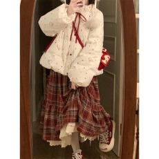 批发<b class='q'>韩版</b>甜美兔兔可爱印花棉服外套女2025冬季小众蝴蝶结棉服棉袄棉衣