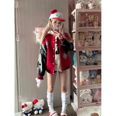 批发高街痞帅加厚<b class='q'>夹克</b>棒球服<b class='q'>男</b>女秋冬季美式潮牌撞色刺绣休闲情侣外套