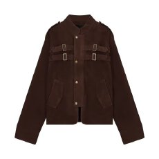 批发简约美式复古cleanfit拼接设计仿麂皮高级感<b class='q'>夹克</b><b class='q'>男</b>女短宽早秋外套