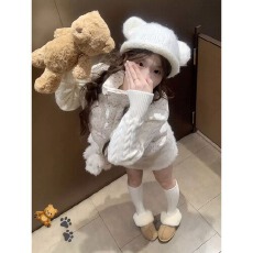 批发甜妹活力学院风拼接针织波点棉服女冬季设计感立领防寒面包服外套