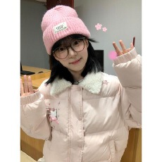 批发<b class='q'>日系</b>小个子可爱少女风波点拼接针织棉服保暖时尚加厚休闲百搭棉衣