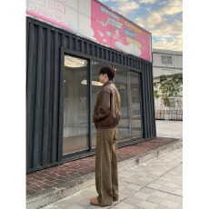 美拉德棕色复古工装裤男女春季水洗解构设计感褶皱弯刀休闲裤潮牌