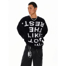 批发美式<b class='q'>街头</b>休闲风字母印花圆领毛衣男女秋冬季宽松舒适慵懒风针织衫