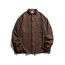 批发日系复古抗皱肌理感轻薄工装长袖<b class='q'>衬衫</b>男女秋冬基础款寸衣外套潮