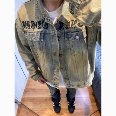 批发美式复古牛仔外套男女春<b class='q'>秋</b>季2025新款做旧设计感小众宽松翻领夹克