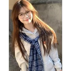 批发2026春秋原创美式复古格子披肩假两件长袖<b class='q'>卫衣</b><b class='q'>男</b>女夏季宽松上衣潮