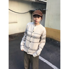 批发老钱风前言费尔岛提花针织毛衣开衫男女春秋美式复古<b class='q'>情侣</b><b class='q'>衬衫</b>外套