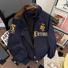 批发美式复古<b class='q'>街头</b>高级感哈灵顿夹克秋季刺绣外套潮牌男女