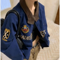 批发美式复古<b class='q'>街头</b>高级感哈灵顿夹克秋季刺绣外套潮牌男女