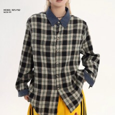 批发秋<b class='q'>冬</b>款磨毛棉格子衬衫女内搭外穿小个子衬衣翻领格纹秋百搭经典款