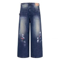 批发复古蓝花朵刺绣<b class='q'>牛仔裤</b>女2026春秋季新款梨形宽松显瘦直筒裤阔腿裤