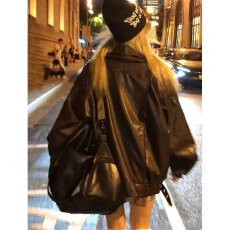 批发韩版宽松长袖上衣美式复古皮衣2026<b class='q'>秋</b>季新款街头高级感皮衣外套女