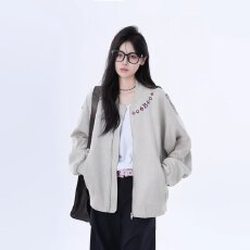 批发<b class='q'>秋</b>冬季美式印花飞行夹克外套拉链宽松2025新款百搭舒适棒球服男女