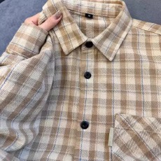 批发复古长袖格子<b class='q'>衬衫</b>女2025春秋新款韩系设计感小众宽松开衫上衣外套