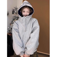 批发华棉复合卫衣潮乐邦帽衫拉链开衫卫衣女男春秋冬长袖宽松外套潮