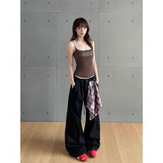 批发百搭日系配可拆卸拉链挂饰方巾弯刀牛仔裤简约<b class='q'>潮</b>流原宿新款气质