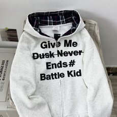 批发美式复古假两件男女格子拼接连帽卫衣秋季国潮牌情侣外套