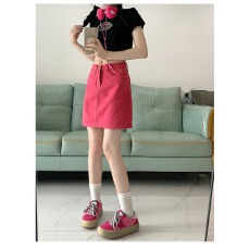 批发夏季女装韩版批新款发显瘦包臀A字半身裙<b class='q'>百搭</b>辣妹高腰牛仔短裙子