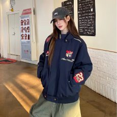 批发徽章刺绣帽子可拆美式潮人邦<b class='q'>街头</b>连帽棒球服男女春秋2026外套