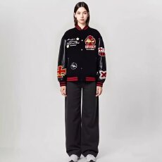 批发2026新款美式复古撞色毛巾绣棒球服外套<b class='q'>男</b>女春秋情侣嘻哈时尚<b class='q'>夹克</b>