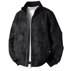 批发2026新款美式潮牌复古PU皮拼接立领<b class='q'>夹克</b><b class='q'>男</b>女春季宽松百搭休闲外套