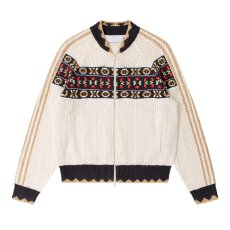 批发明星同款毛衣<b class='q'>开衫</b>白色提花撞色镂空圆领宽松<b class='q'>针织</b>外套<b class='q'>男</b>女衣服流行