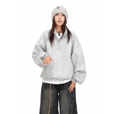 批发半拉链重磅卫衣男女情侣上衣潮牌美式立领青年学生休闲<b class='q'>外套</b>