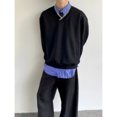 批发日系复古学院风V领麦穗绣花<b class='q'>卫衣</b>男女春秋季休闲宽松内搭情侣外套