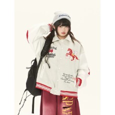 批发美式复古字母重工刺绣棒球服夹克男女春季新款情侣装外套