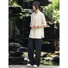 批发国风<b class='q'>衬衫</b>新中式<b class='q'>短袖</b><b class='q'>衬衣</b>女<b class='q'>男</b>夏2026新款休闲宽松中性情侣上衣