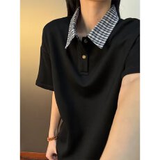 批发POLO衫二浩假两件<b class='q'>短袖</b>女小众设计条纹拼接t恤高级感痞帅<b class='q'>情侣</b><b class='q'>半袖</b>