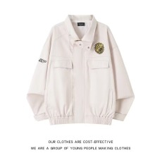 批发美式复古2026春秋季新款夹克男女潮牌宽松工装立领<b class='q'>外套</b>上衣情侣装