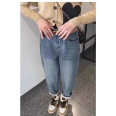 批发梨型身材九分<b class='q'>哈伦</b><b class='q'>牛仔裤</b>女秋冬季新款大码胖mm显瘦萝卜老爹裤子