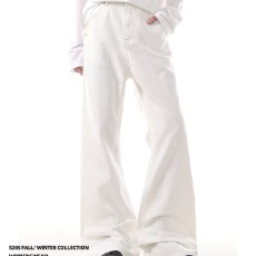 批发美式复古荆棘刺绣黑牛痞帅<b class='q'>牛仔裤</b>男女宽松休闲阔腿cleanfit微喇裤