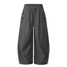 批发原版贴皮绣十字架搭配师宽松阔腿休闲伞兵裤<b class='q'>男</b>女春夏百搭长裤