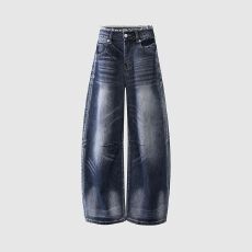 批发实价实拍复古重工水洗阔腿牛仔裤<b class='q'>男</b>女新款做旧宽松休闲垂感裤