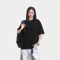 批发2025夏季高级感金属解构褶皱小众设计短袖<b class='q'>T</b><b class='q'>恤</b>女潮牌宽松<b class='q'>个性</b>上衣