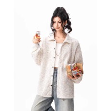 批发2026<b class='q'>冬</b>季高品质奶呼呼翻领宽松中长款羊毛外套女慵懒气质新款日系