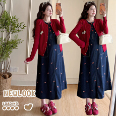 批发现现实拍2026春季新款小马刺绣牛仔裙+针织开衫