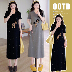 批发实拍现现2026春<b class='q'>夏</b>新款薄款珍珠炮珠刺绣孕妇连衣裙