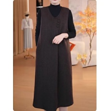 批发秋冬无袖呢料马甲裙简约气质轻奢时尚休闲百搭宽松显瘦背心裙女