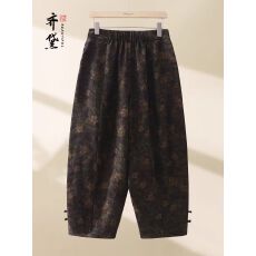批发新款真丝裤子丝绸香云纱<b class='q'>小脚</b>裤休闲裤桑蚕丝<b class='q'>哈伦裤</b>妈妈装