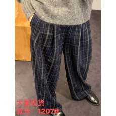 批发清仓捡漏~专柜撤回<b class='q'>尾</b><b class='q'>单</b><b class='q'>外贸</b>女装今年流行复古格子羊毛直筒裤子女