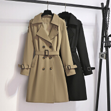 批发卡其色风衣外套女中长款2025春秋新款韩版宽松收腰英伦风流行大衣